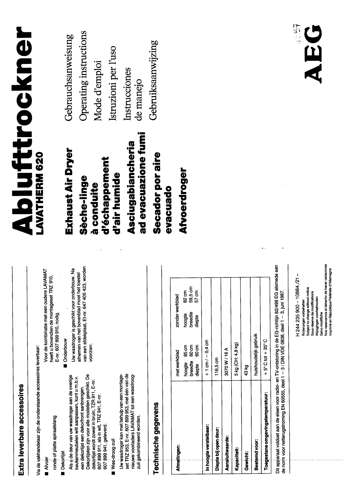 Aeg-electrolux LTH620, LTH620 WEISS User Manual