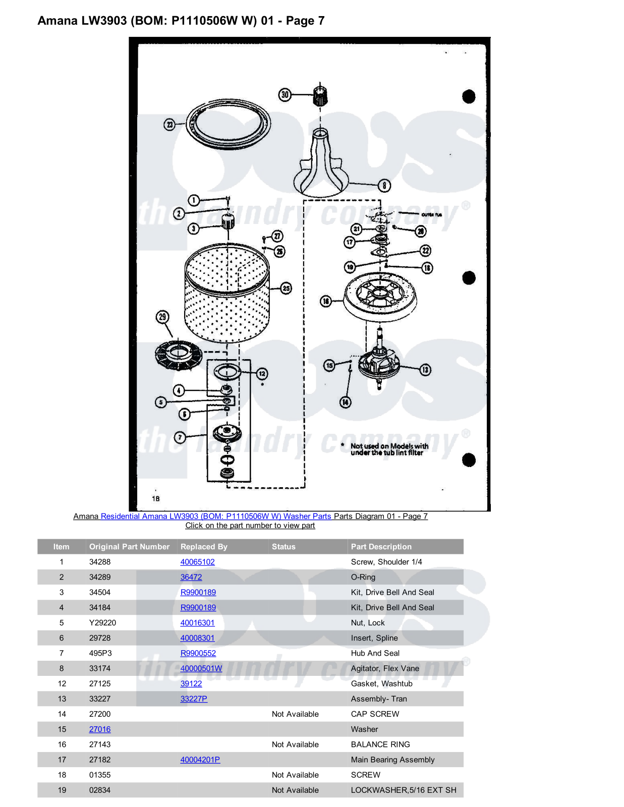 Amana LW3903 Parts Diagram