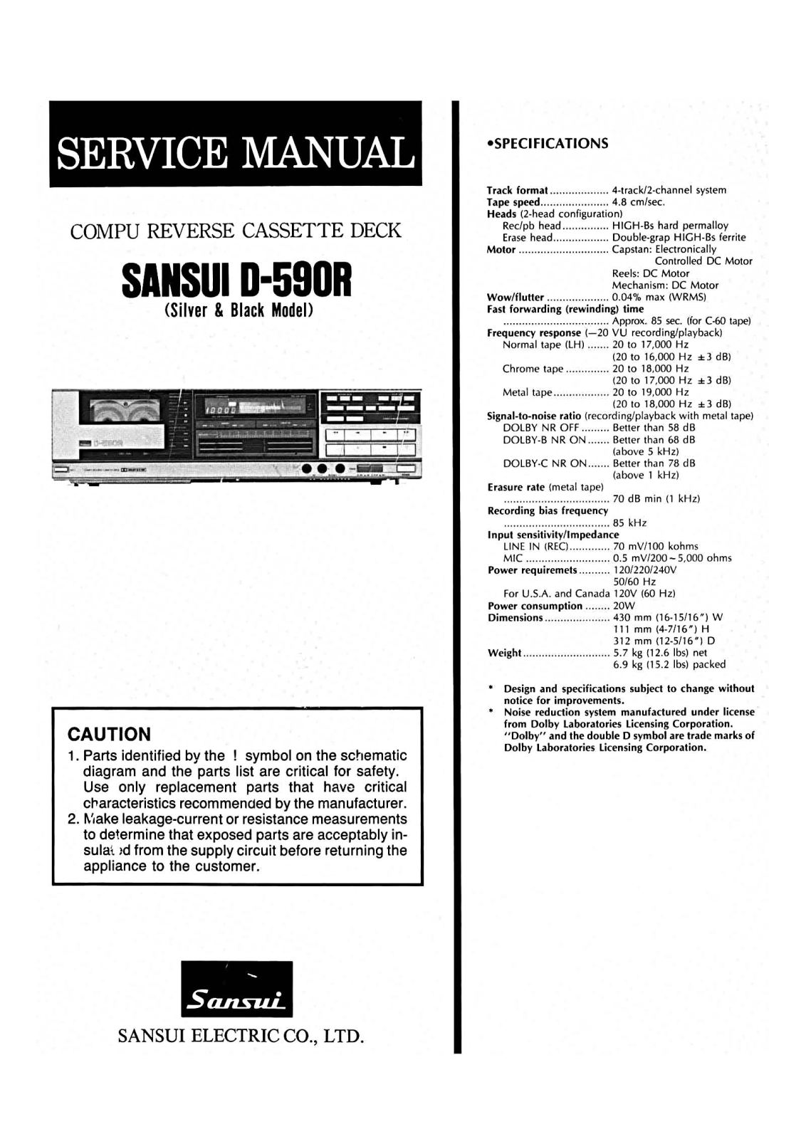 Sansui D-590-R Service Manual