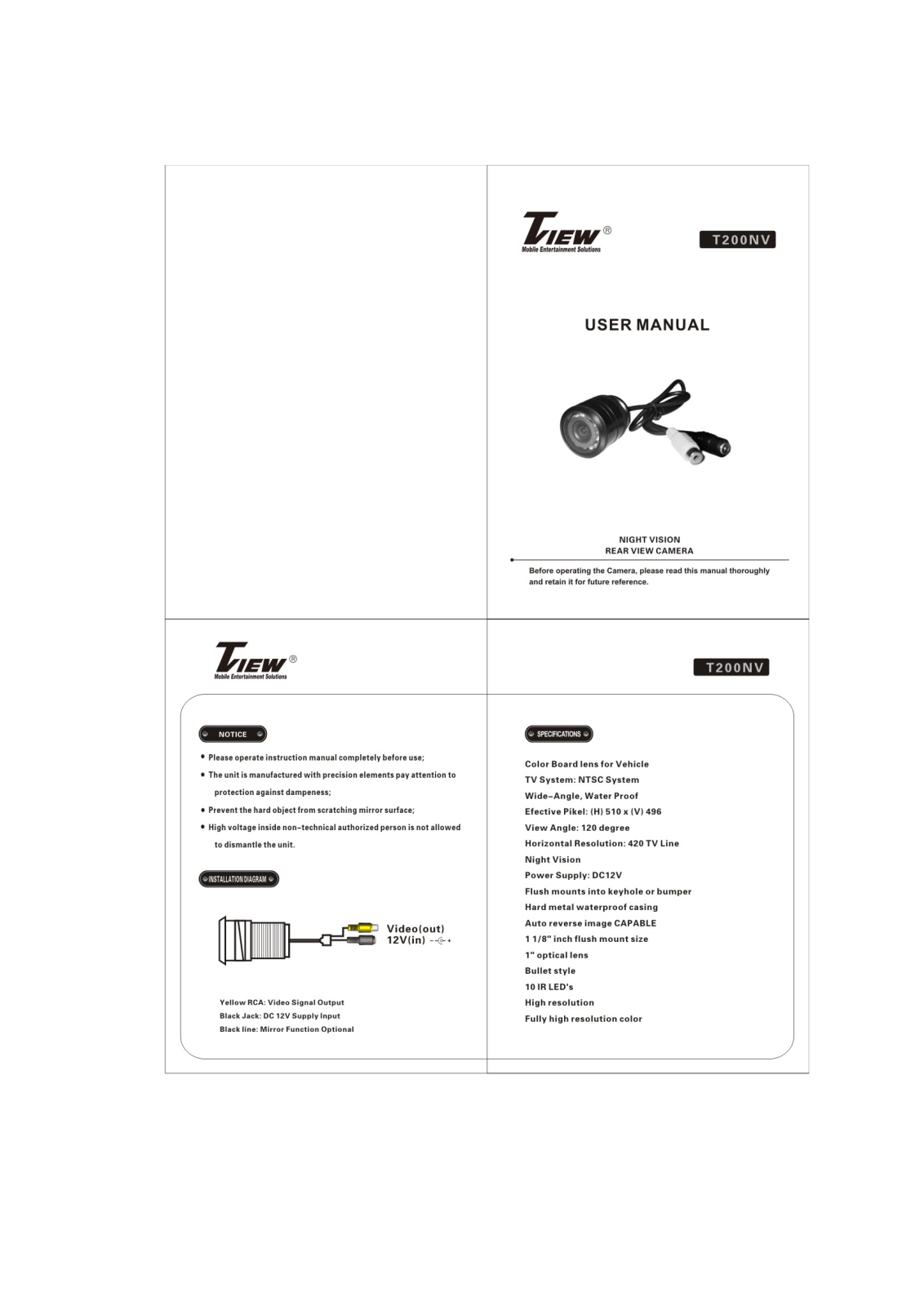 Tview T200NV User Manual