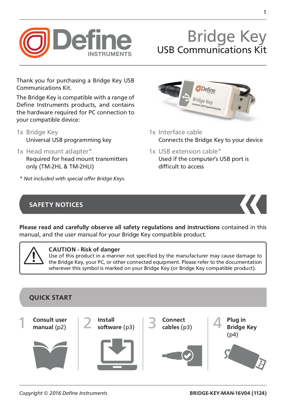 Define Instruments Bridge Key Operating Manual