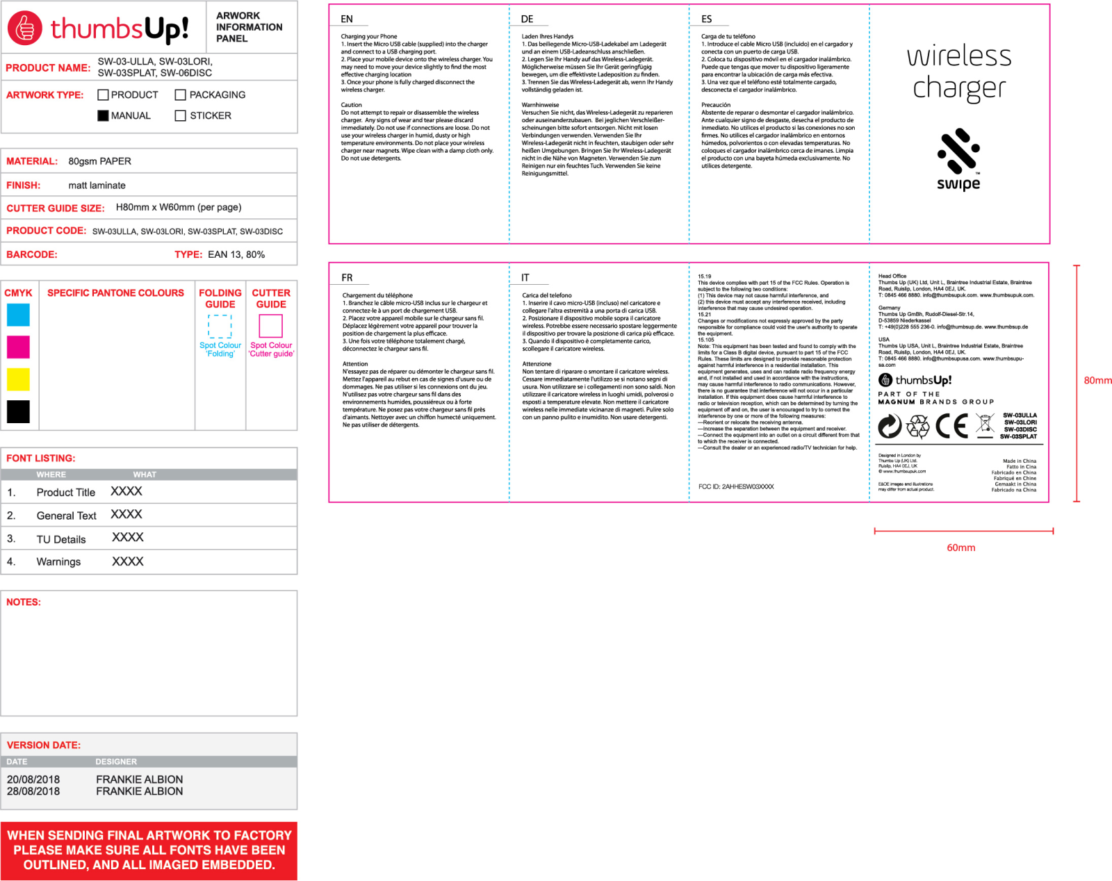 THUMBS UP SW03XXXX Users Manual