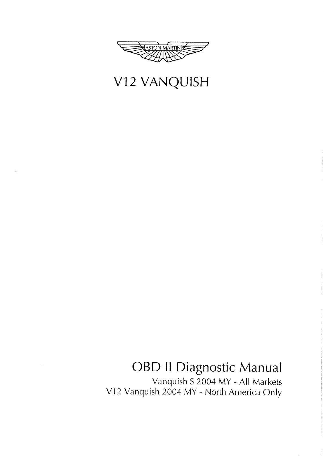 Aston Martin V12 2005 User Manual