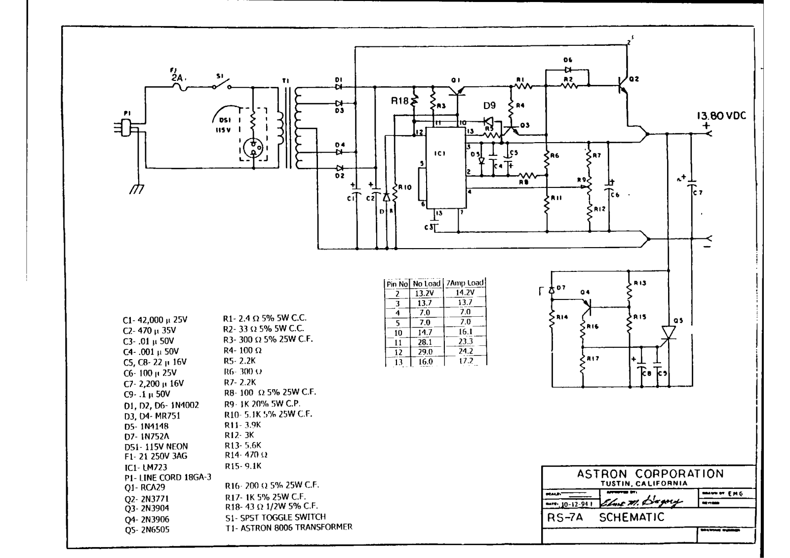Astron rs 7a schematic