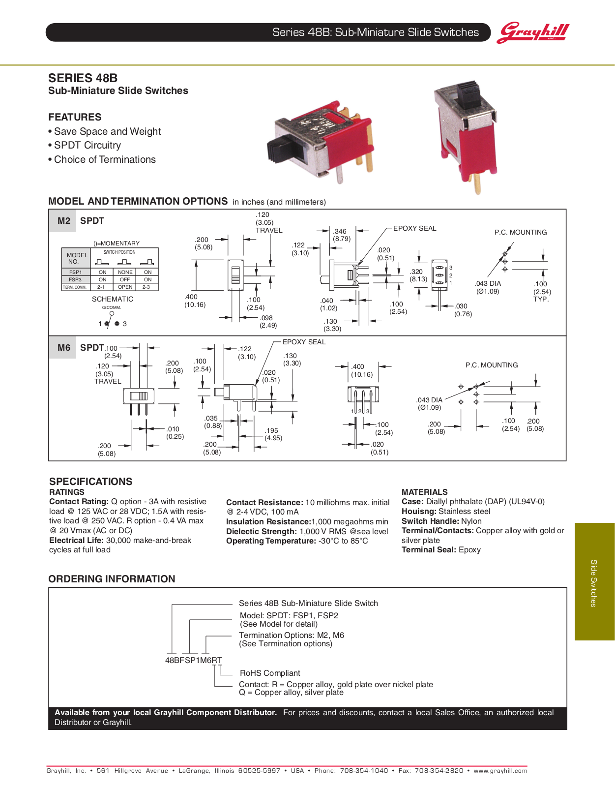 Grayhill Slide Switches 48B User Manual