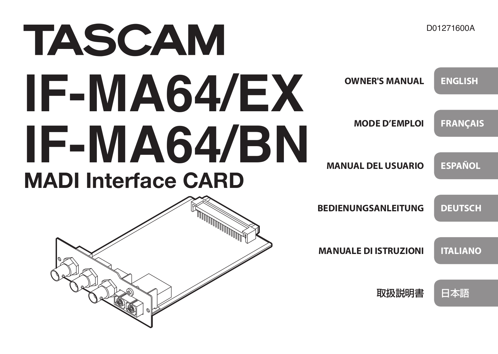 Tascam IF-MA64 Users Manual