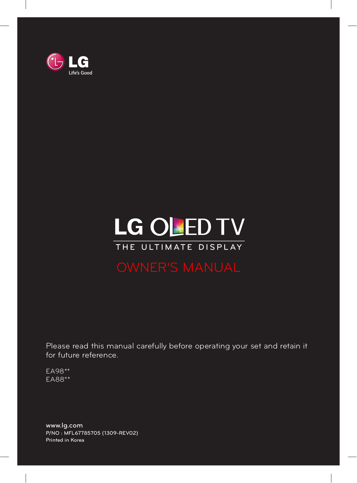 LG 55EA9809 User Manual