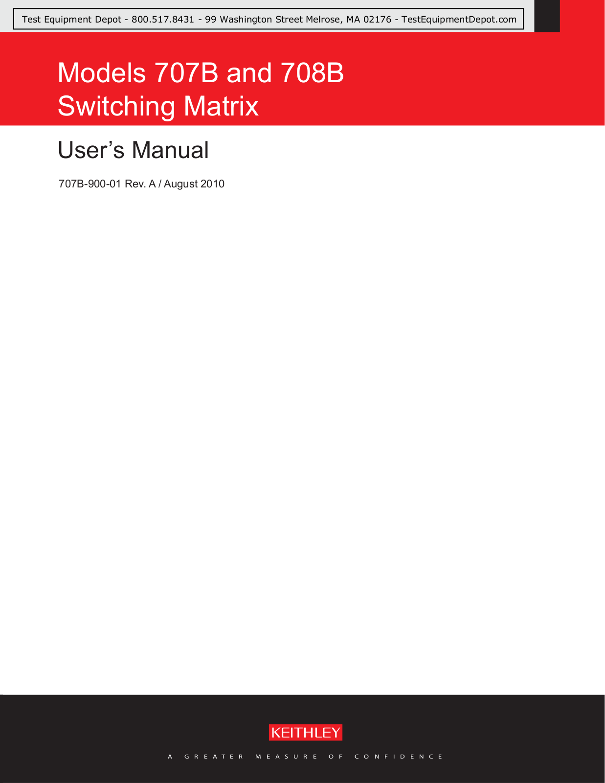 Keithley 707B, 708B User Manual