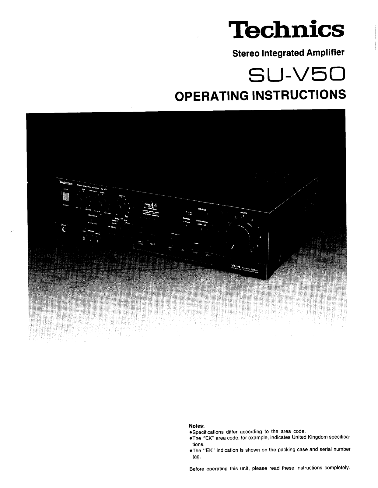 Panasonic SU-V50 User Manual