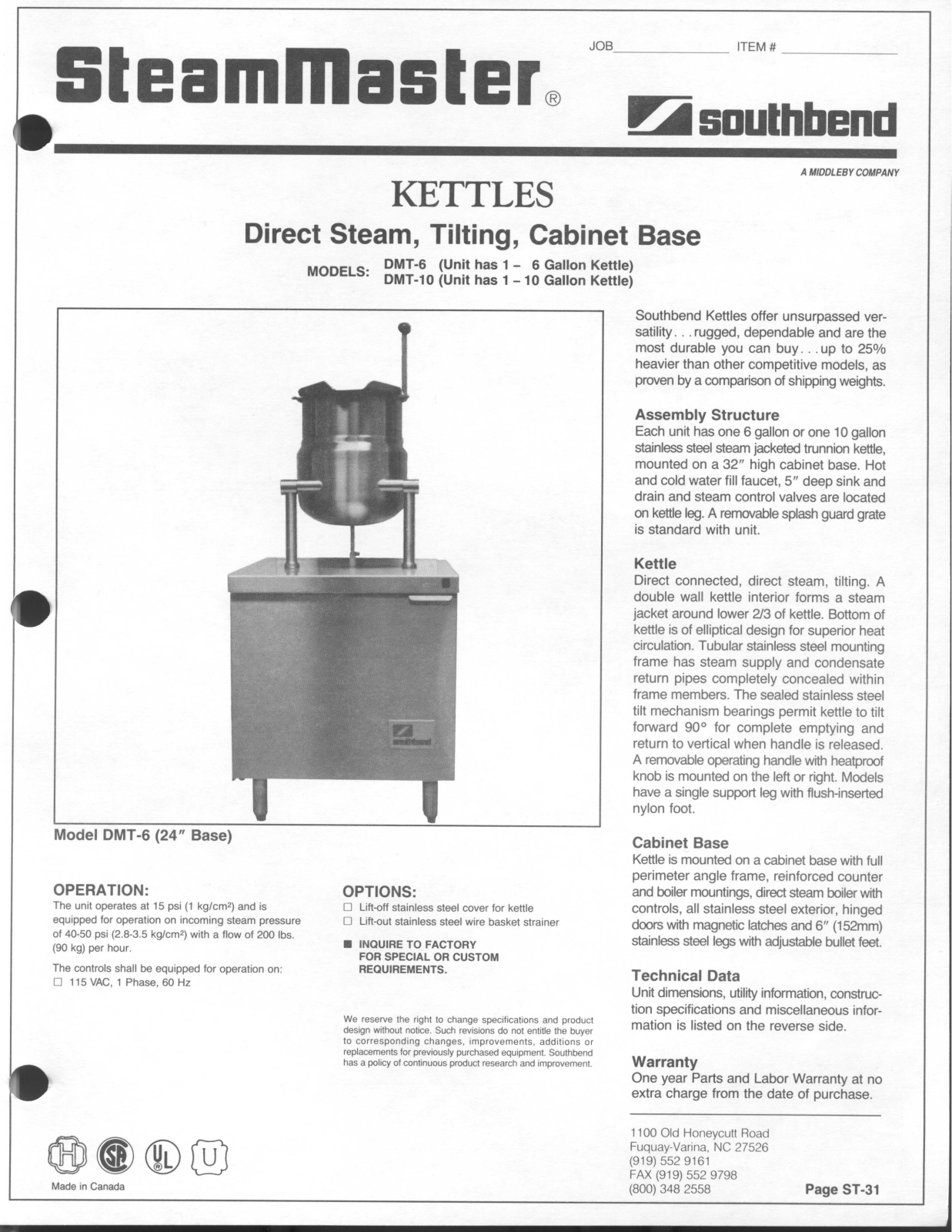 Southbend DMT-10 User Manual