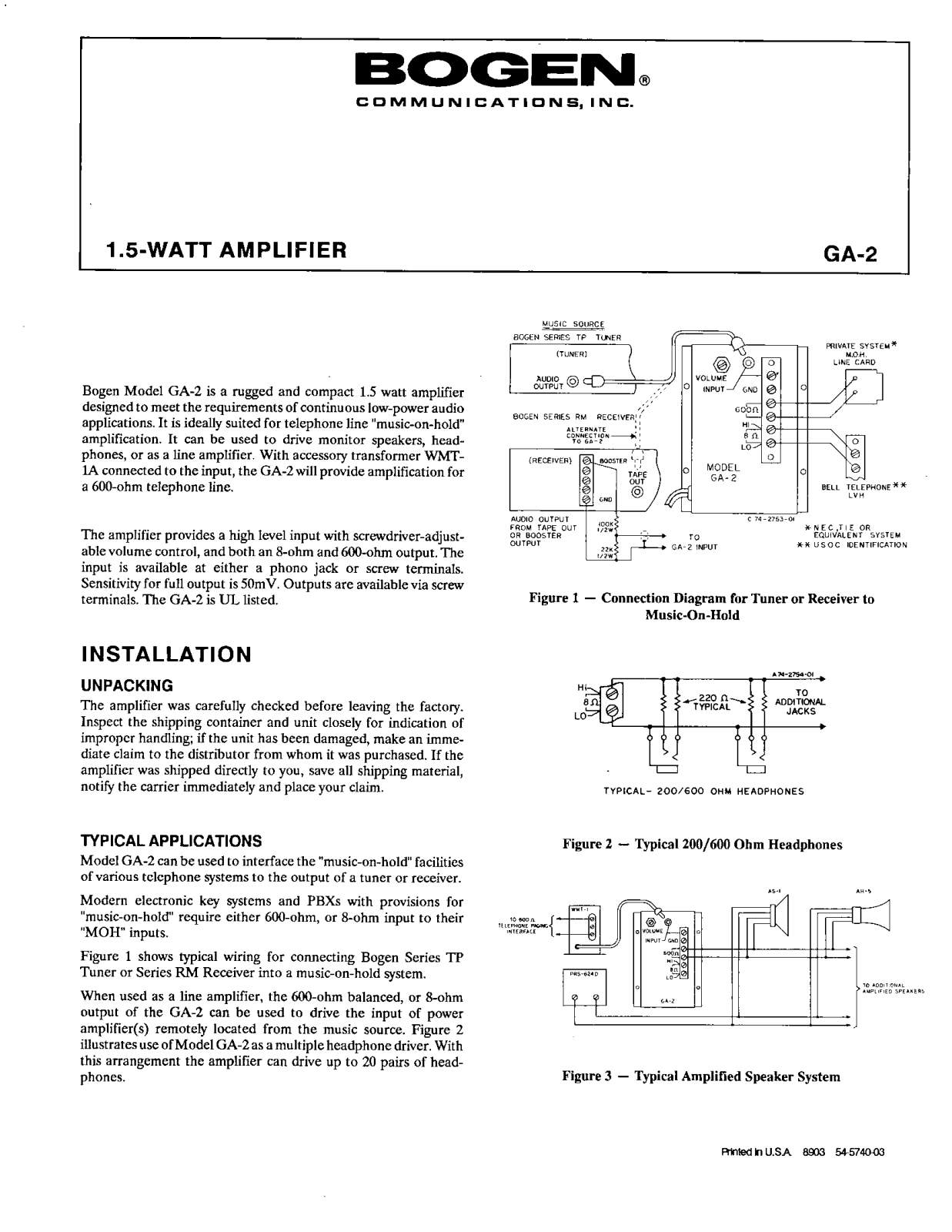 Bogen GA2 Service Manual