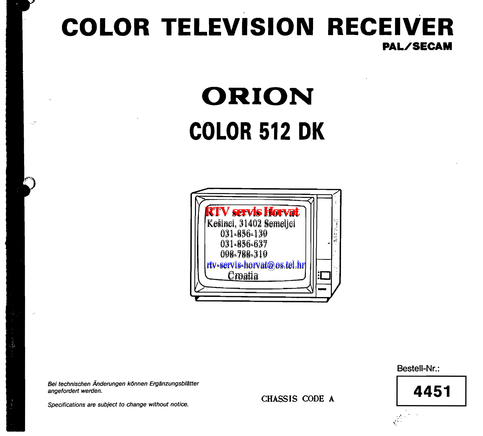 Orion Color 512 DK Schematic