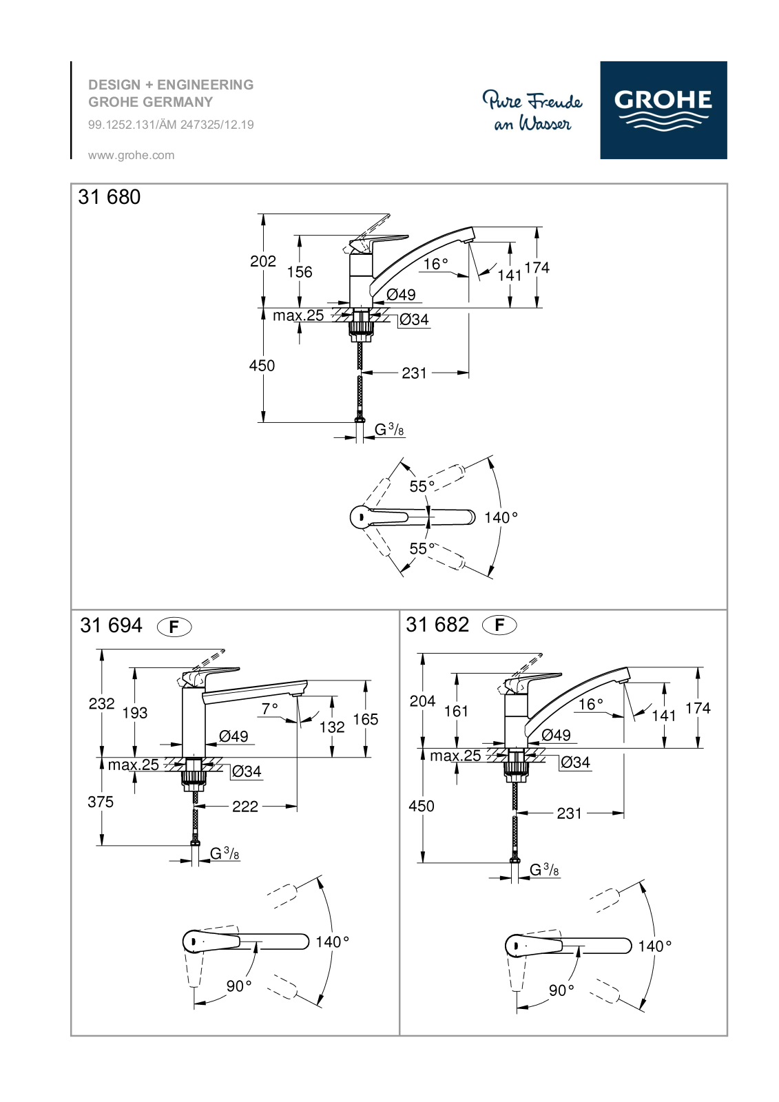 Grohe 31 680, 31 694, 31 682 User guide