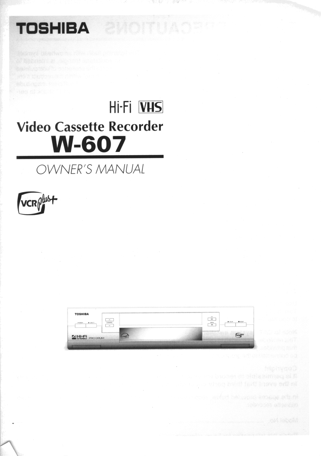 TOSHIBA w-607 User guide