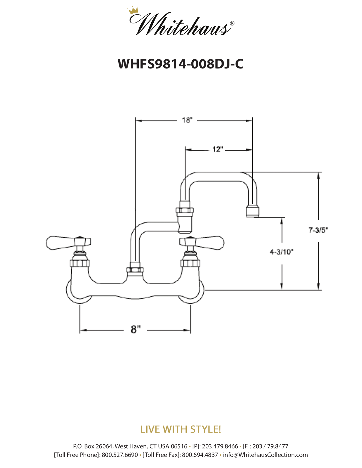 Whitehaus Collection WHC2541 Specification Sheet - ManualMachine.com