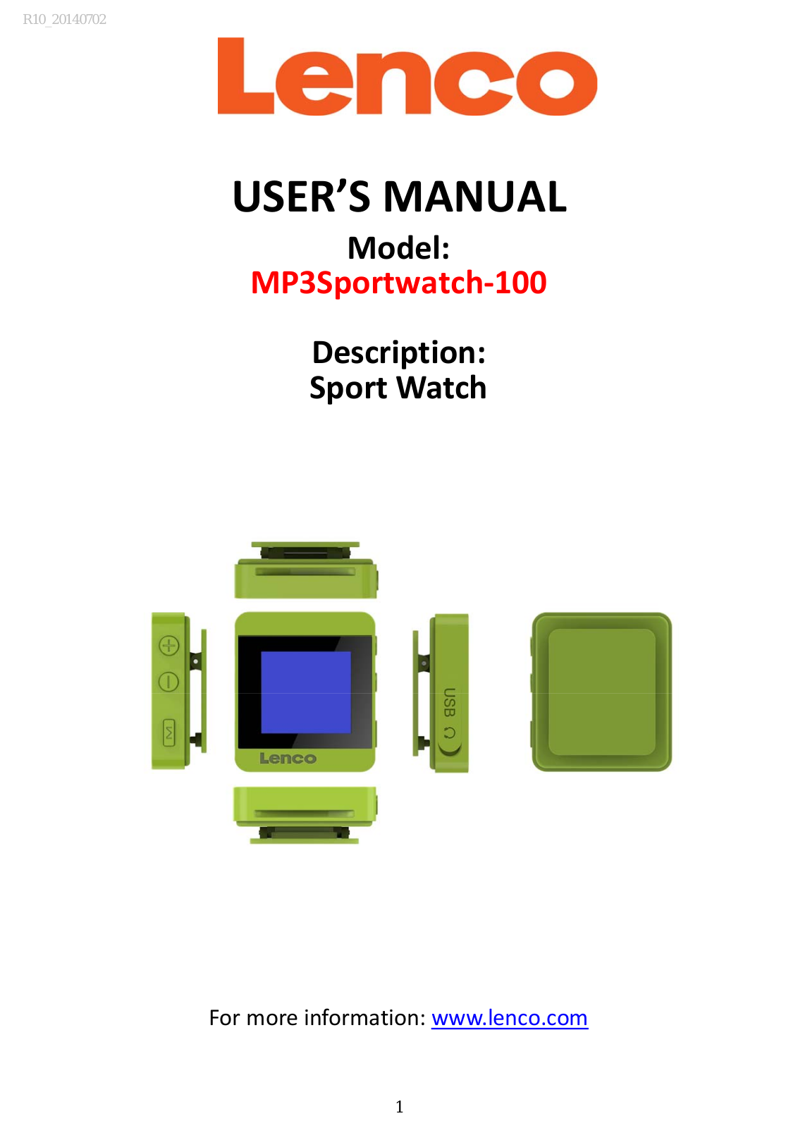 Lenco MP3 Sportwatch-100 User Manual