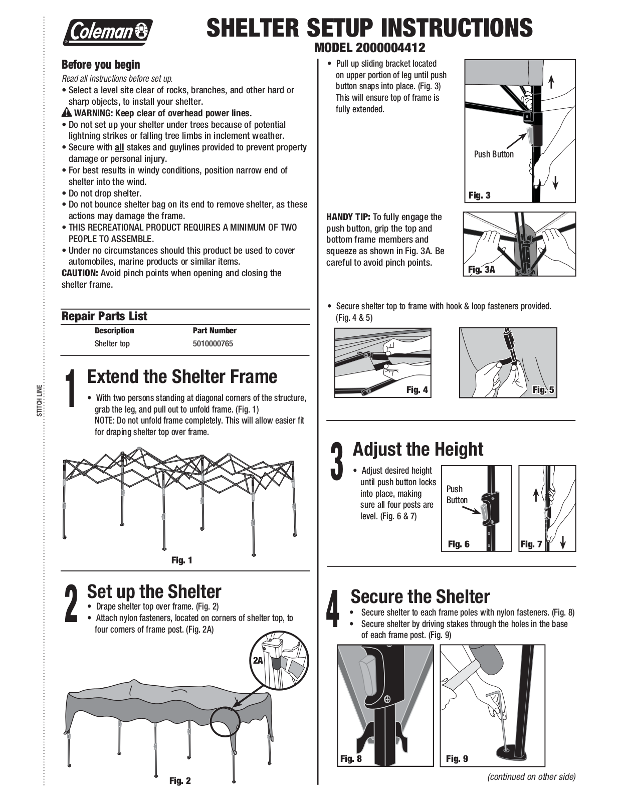 Coleman 2000004412 User Manual