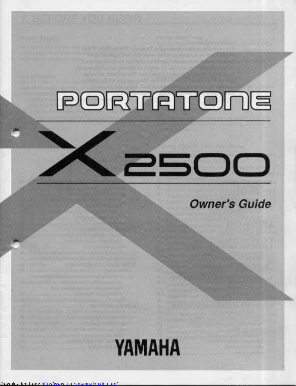 Yamaha Audio X2500 User Manual