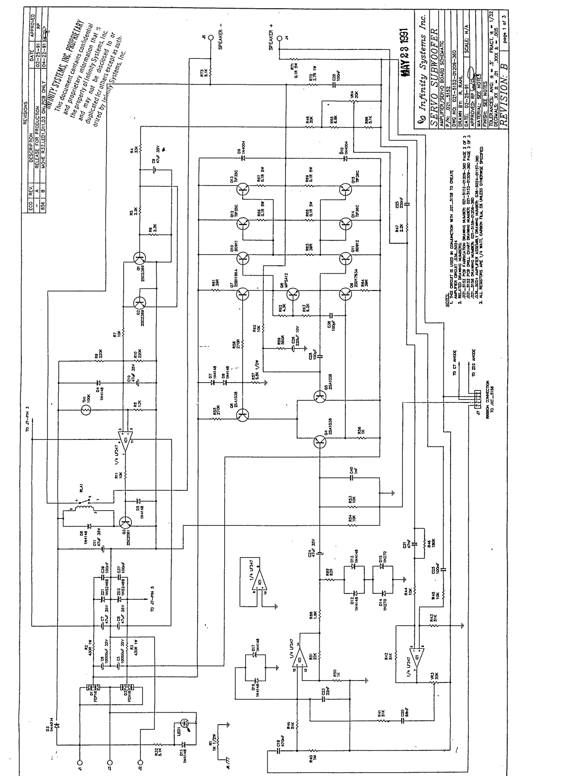 Infinity Servo subwoofer Schematic