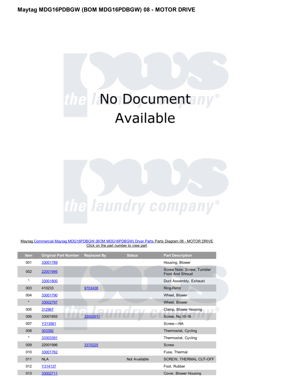 Maytag MDG16PDBGW Parts Diagram