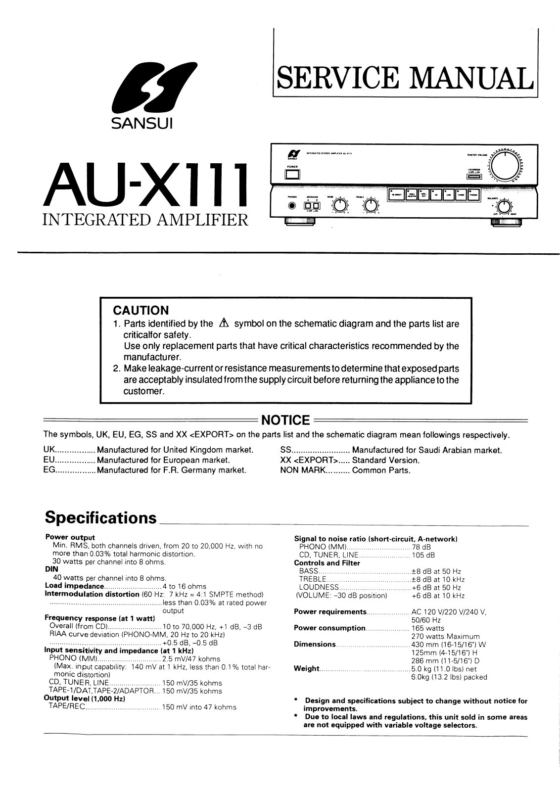 Sansui AUX-111 Service manual