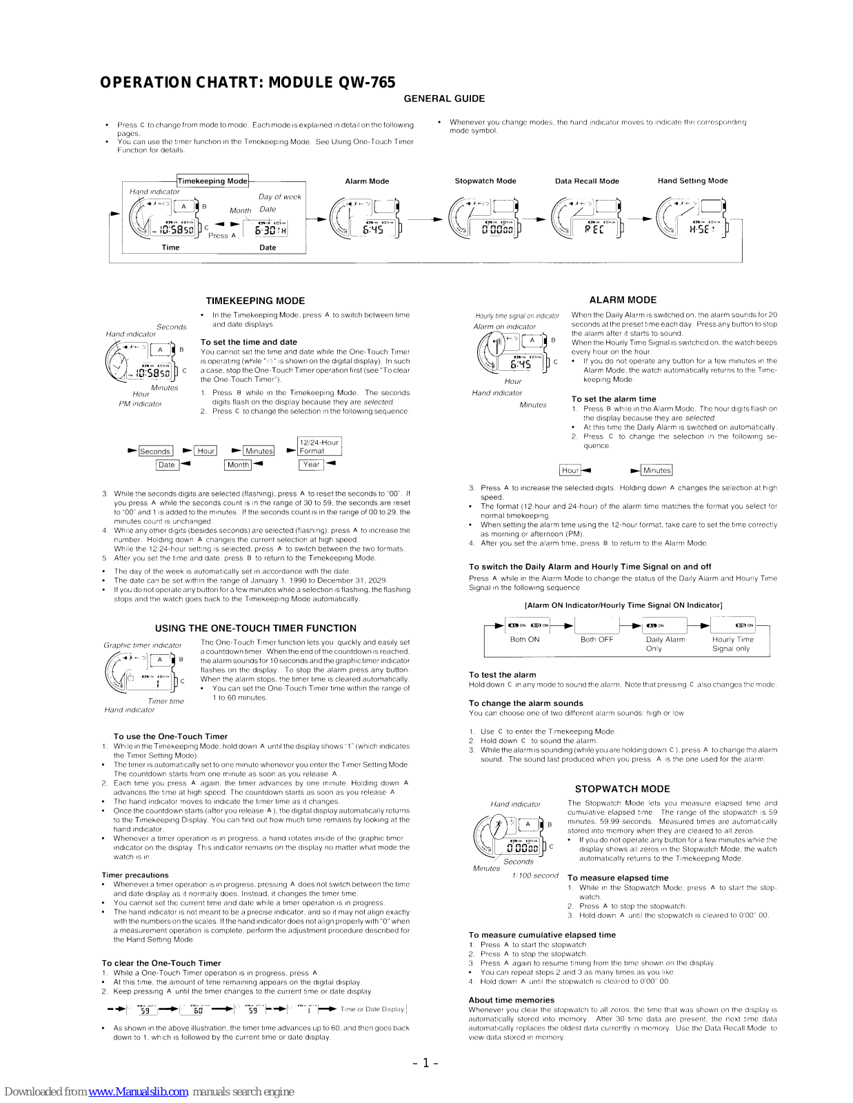 Casio QW-765 General Manual