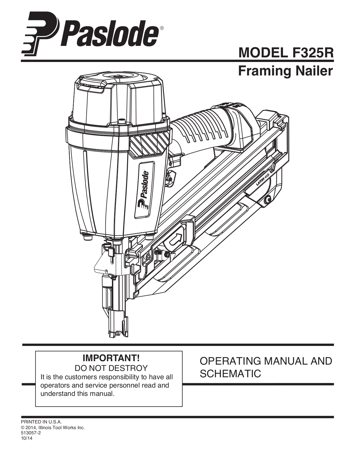 Paslode F325R User Manual