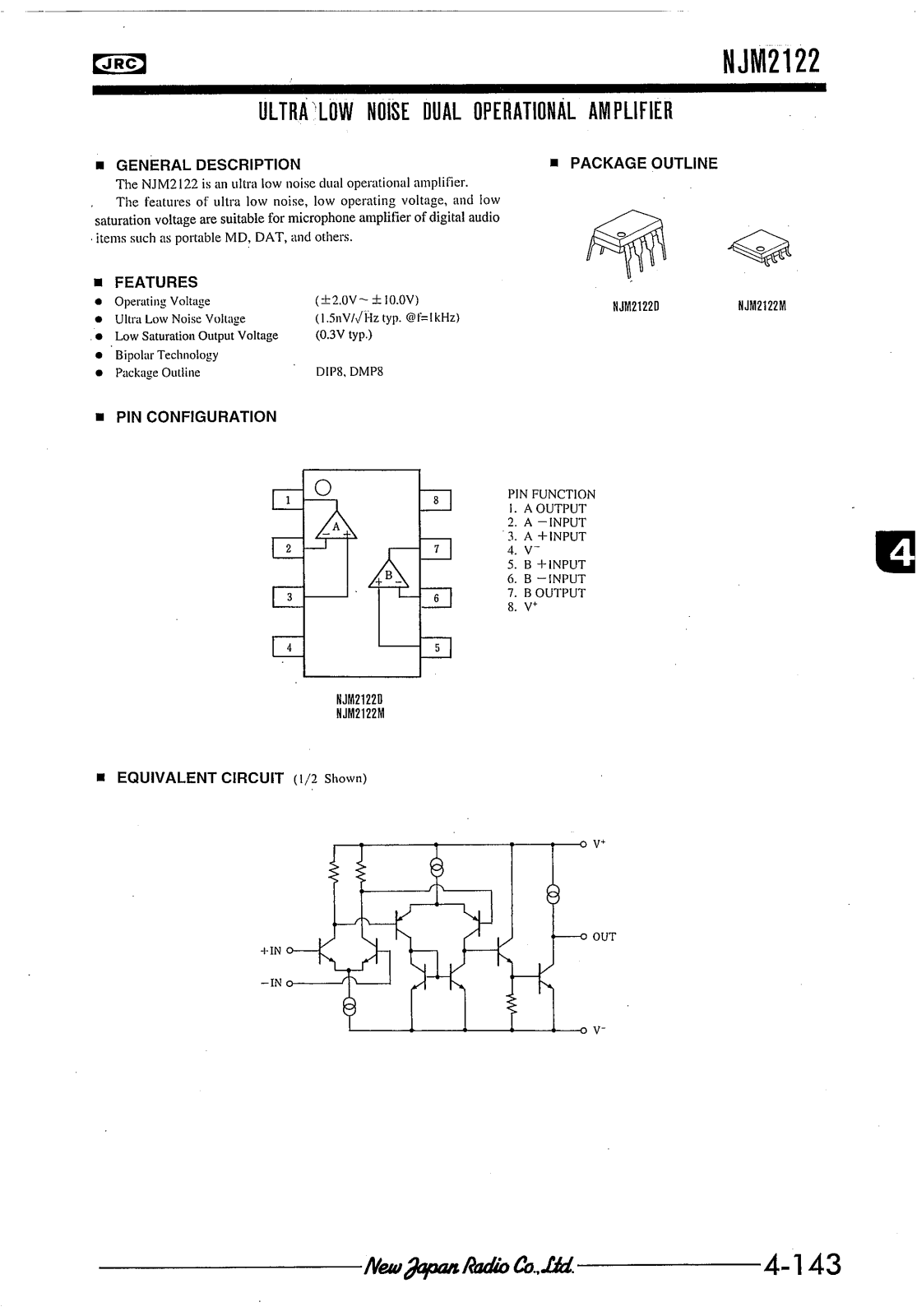 JRC NJM2122M, NJM2122D Datasheet