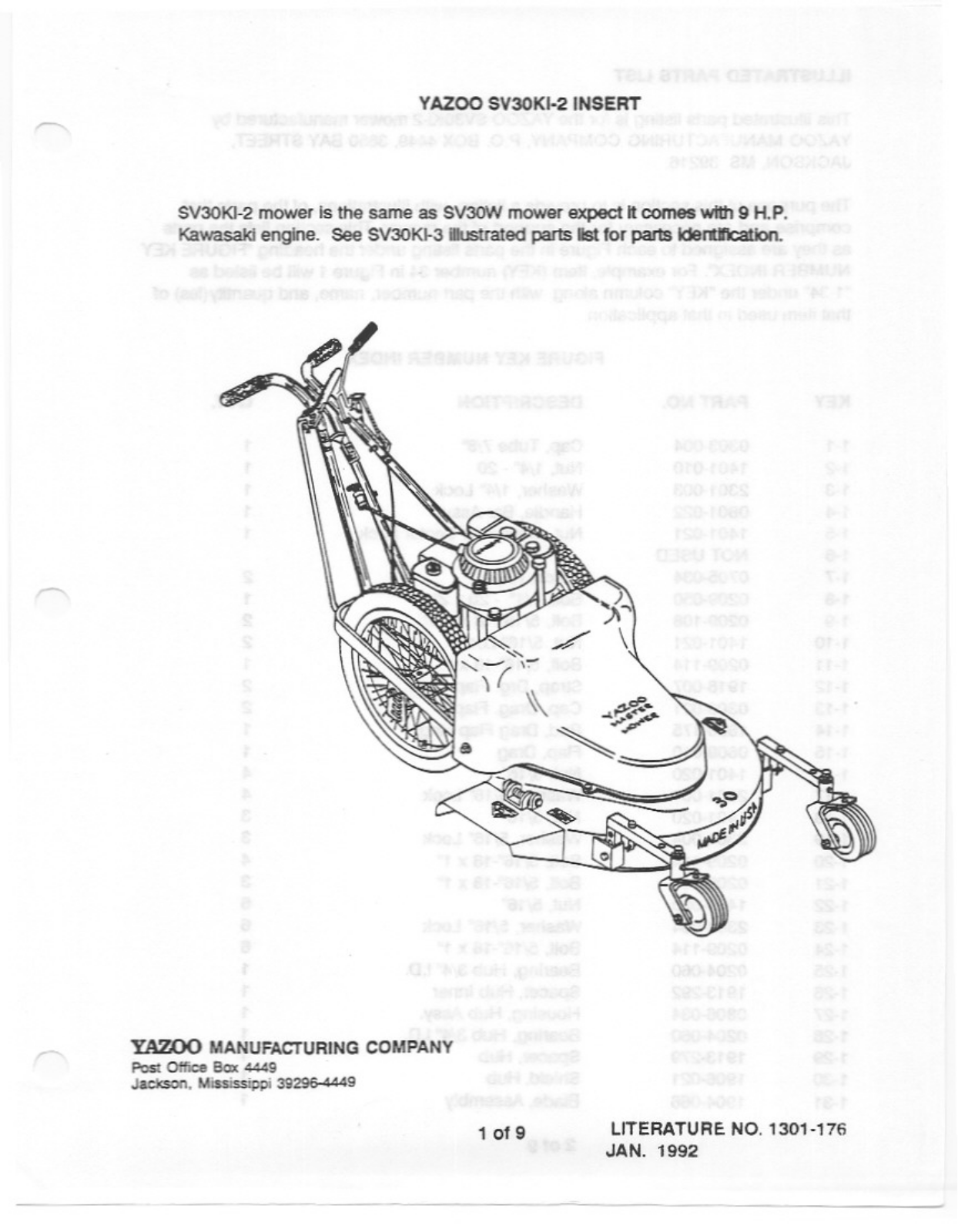 Yazoo/Kees SV30W User Manual