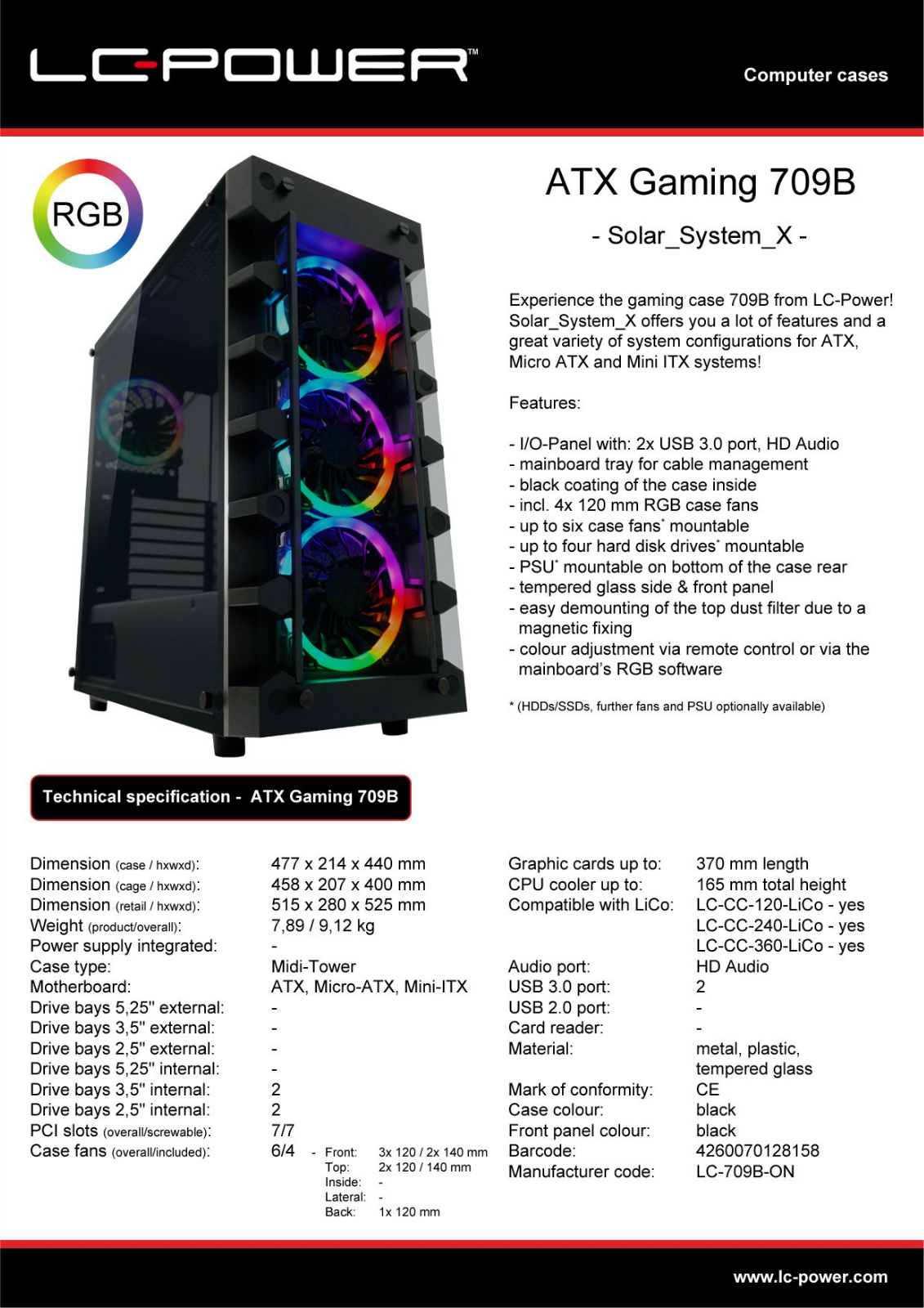 LC-Power LC-709B-ON User Manual