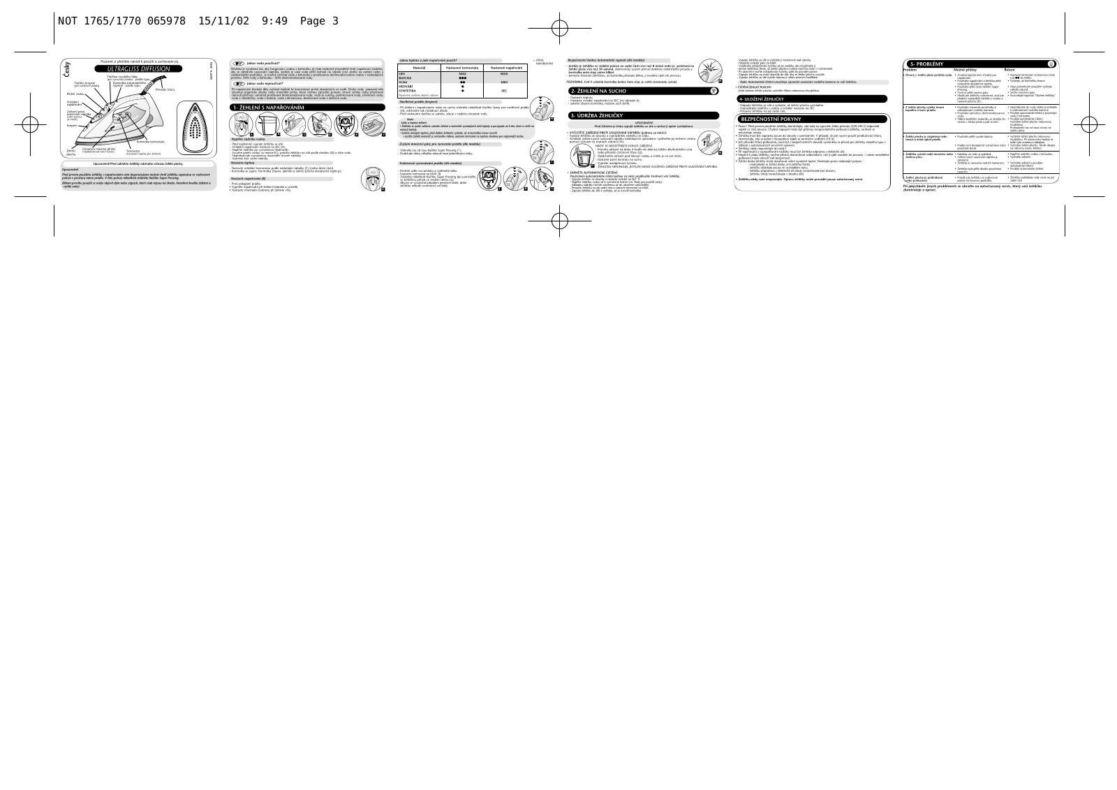 Tefal 1770 12 Ultragliss Diffusion 70, 1765 12 Ultragliss Diffusion 60 User Manual