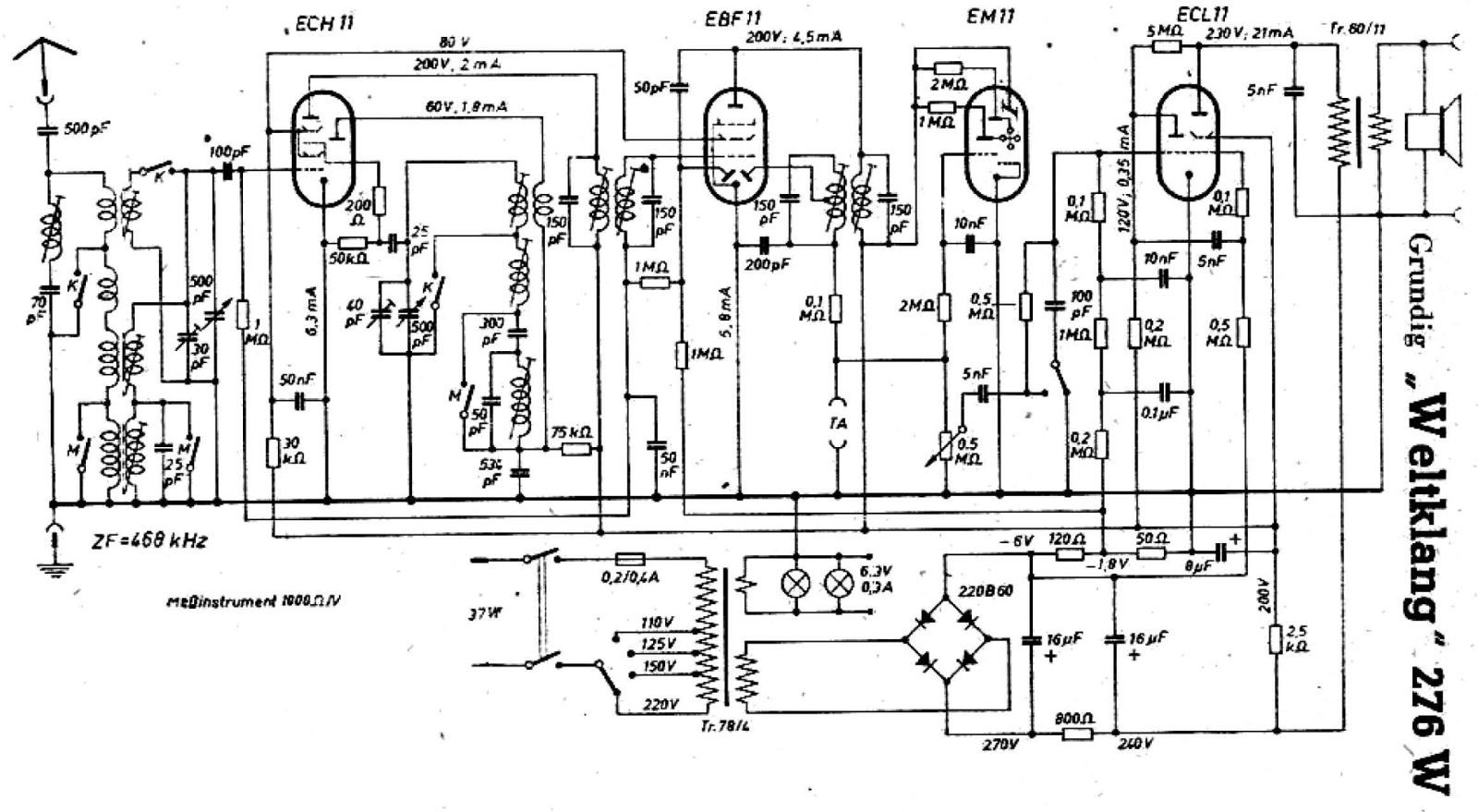 Grundig WELTKLANG-276-W Schematic