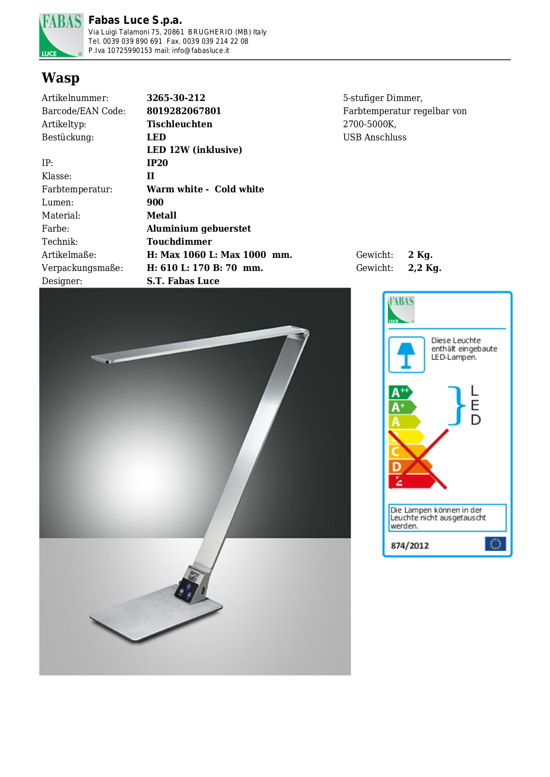 Fabas Luce 3265-30-212 User Manual