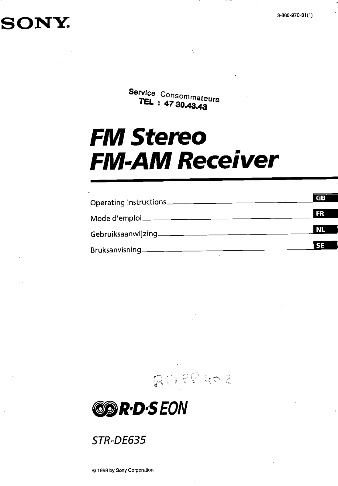 SONY STR-DE635 User Manual