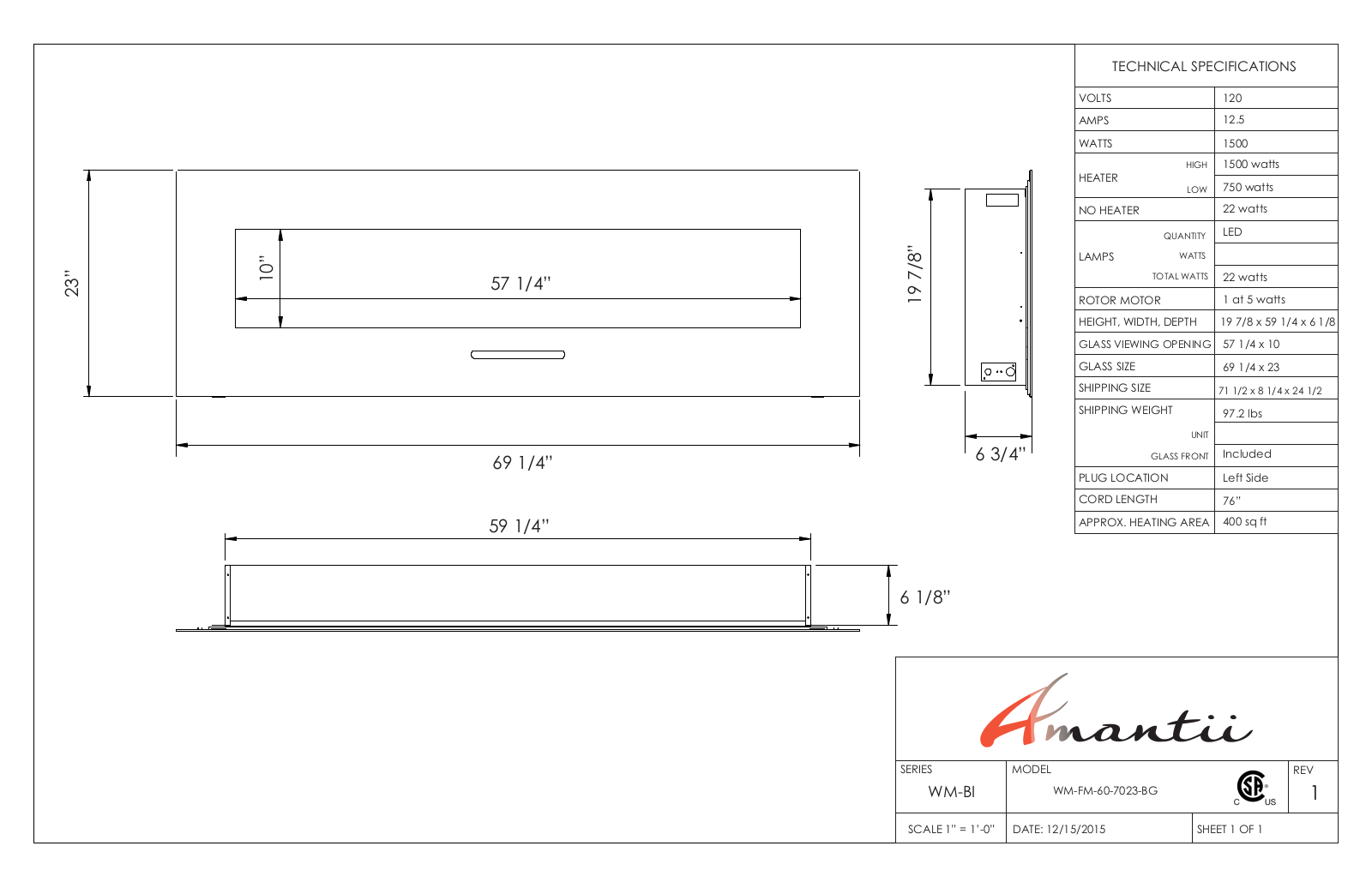 Amantii WMFM607023BG Specifications