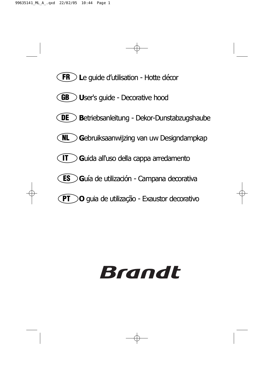 BRANDT AD546WE1 User Manual