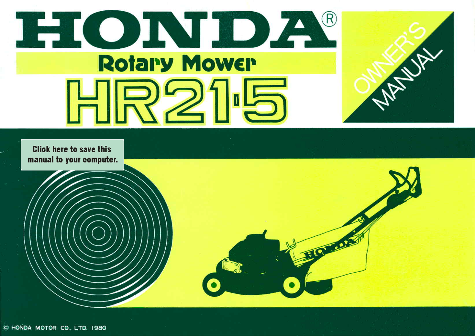 Honda Power Equipment HR215 User Manual