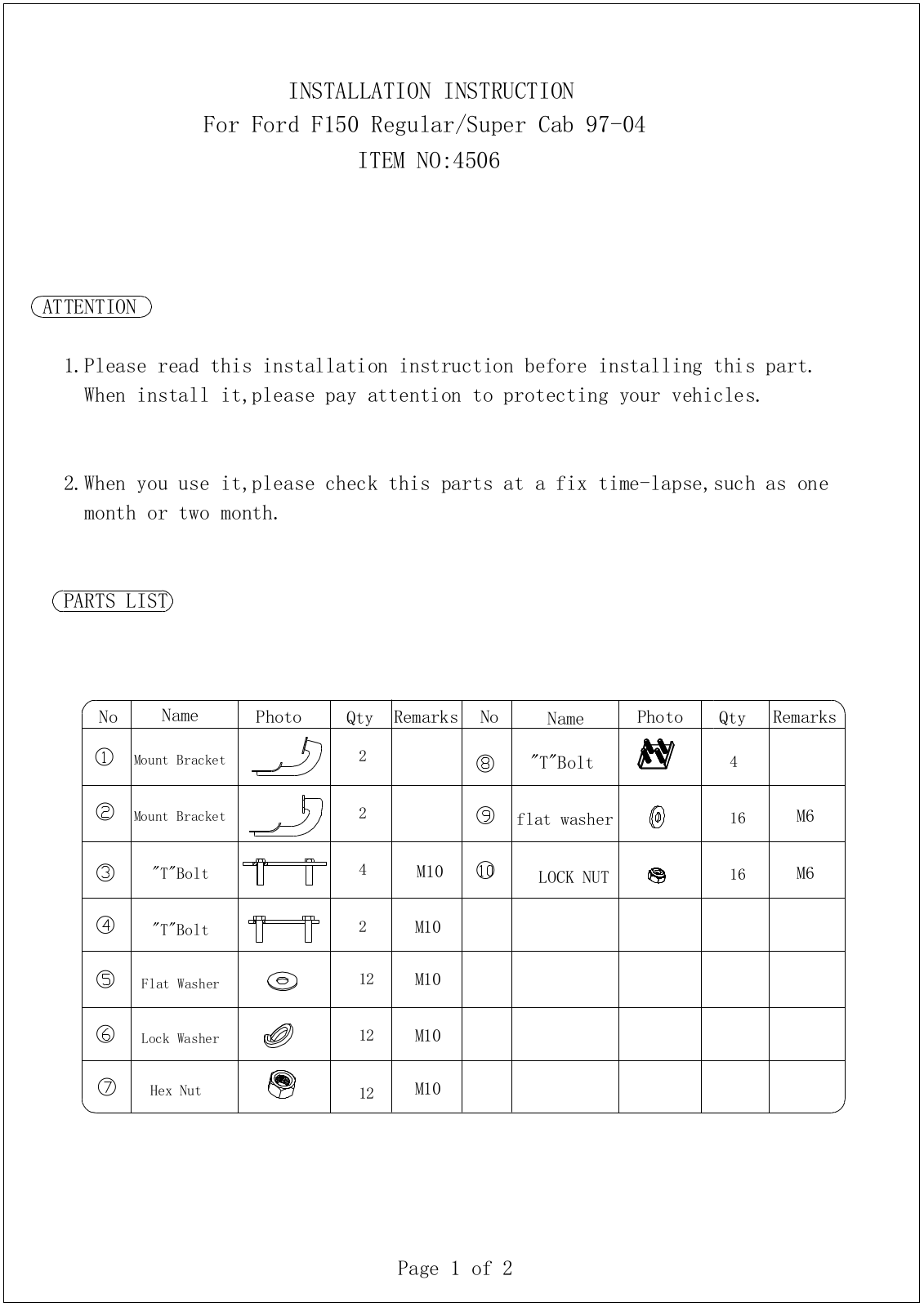 Aries Automotive 4506 User Manual