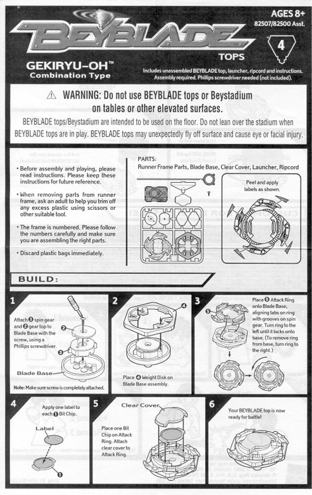 HASBRO Beyblade Tops Gekiryu-oh User Manual