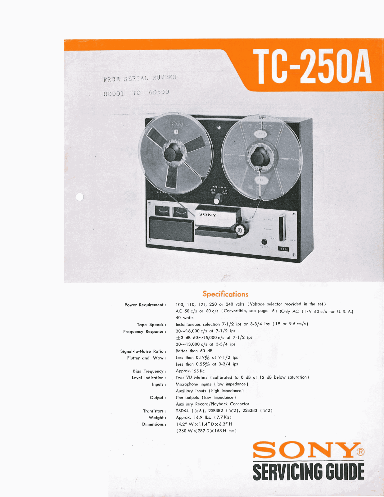 Sony TC-250-A Service manual