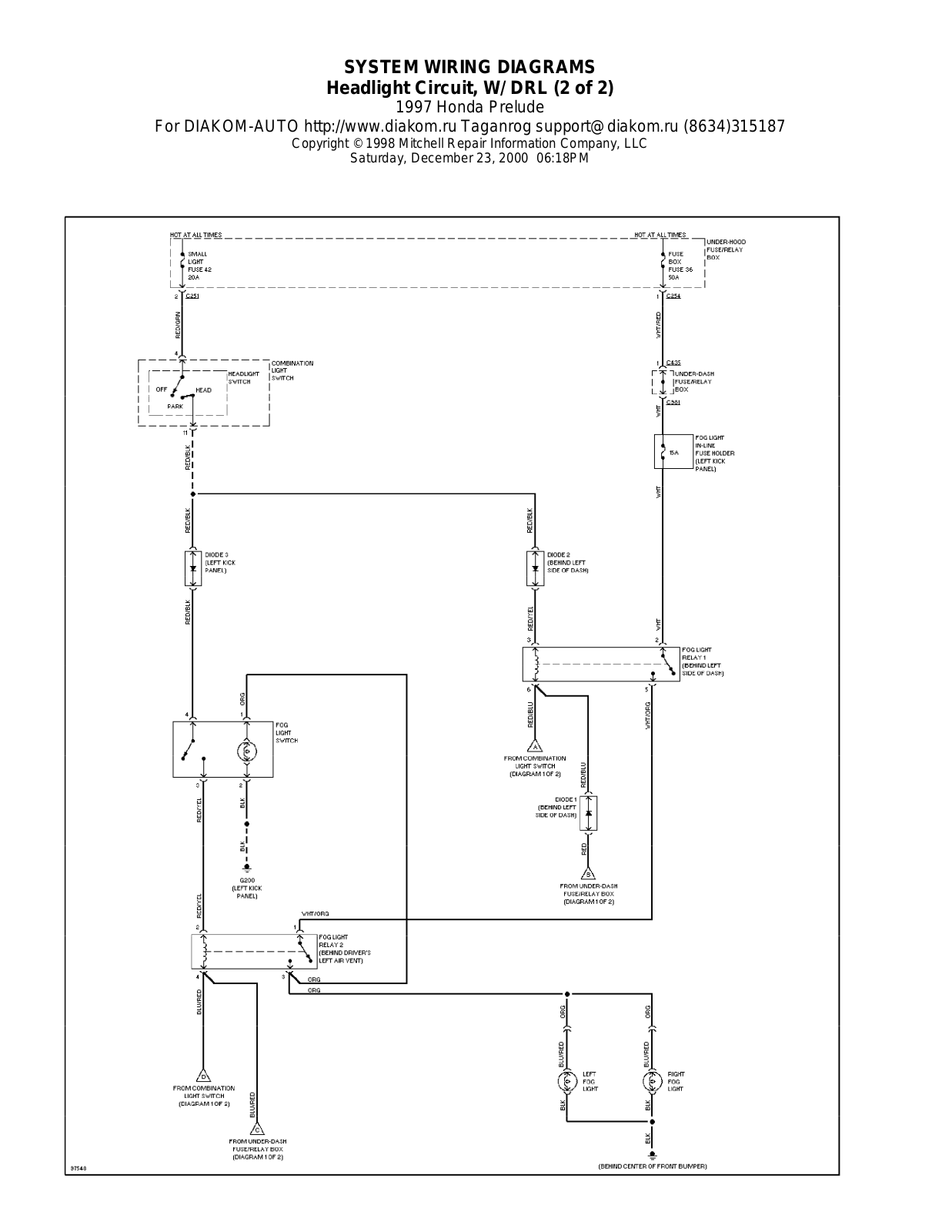 Honda Prelude 1997-1999 Wire Diagrams  17485