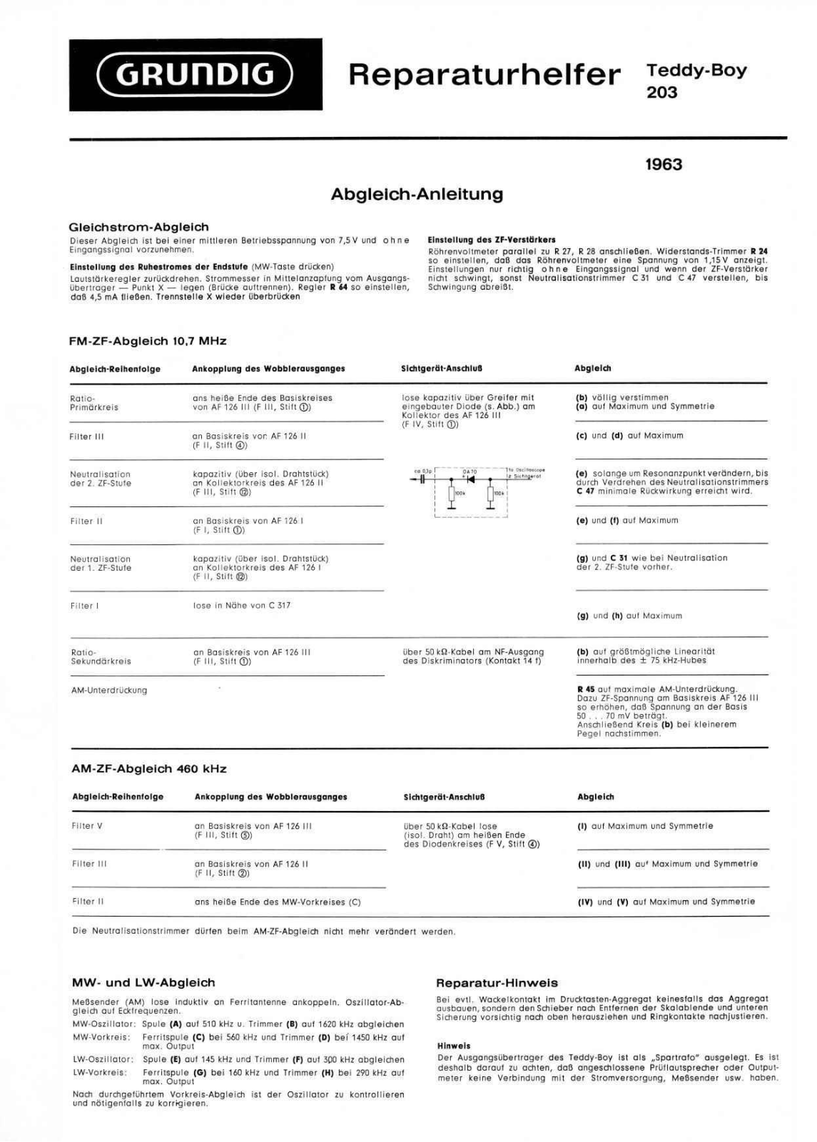 Grundig Teddy-Boy-203 Service Manual