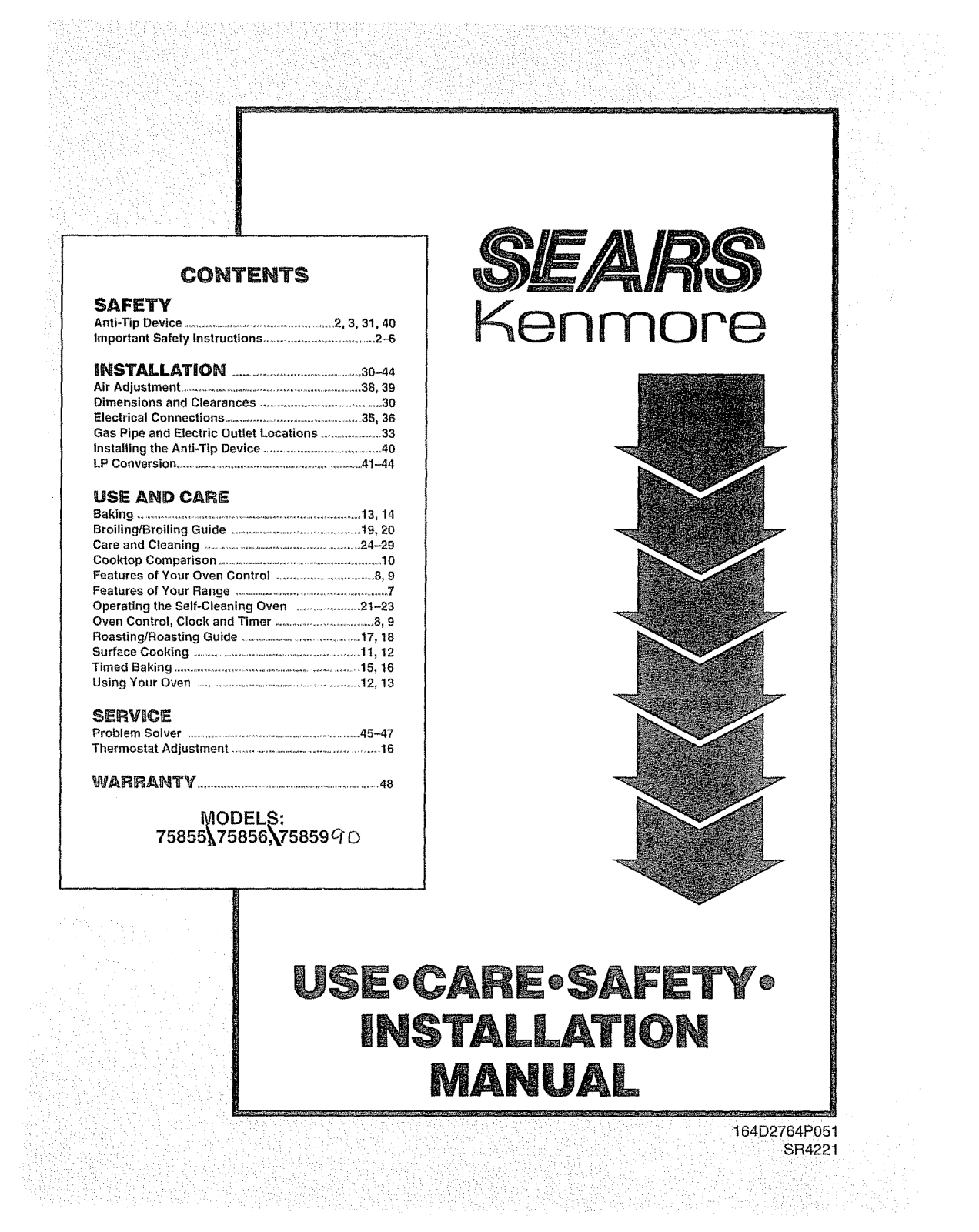 Kenmore 3627585990, 3627585690, 3627585590 Owner’s Manual