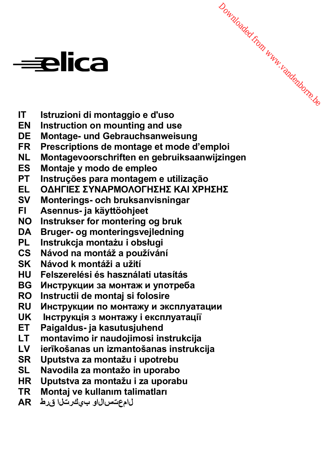 ELICA ELITE 26 60 INOX User Manual