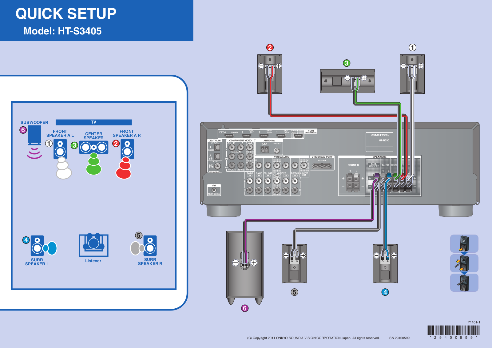 Onkyo HT-S3405 QUICK SETUP GUIDE