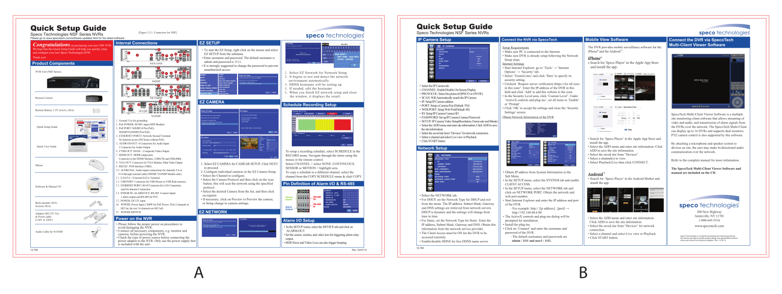 Speco N16NSF8TB, N16NSF6TB, N16NSF4TB, N16NSF3TB, N16NSF2TB Quick Setup Guide