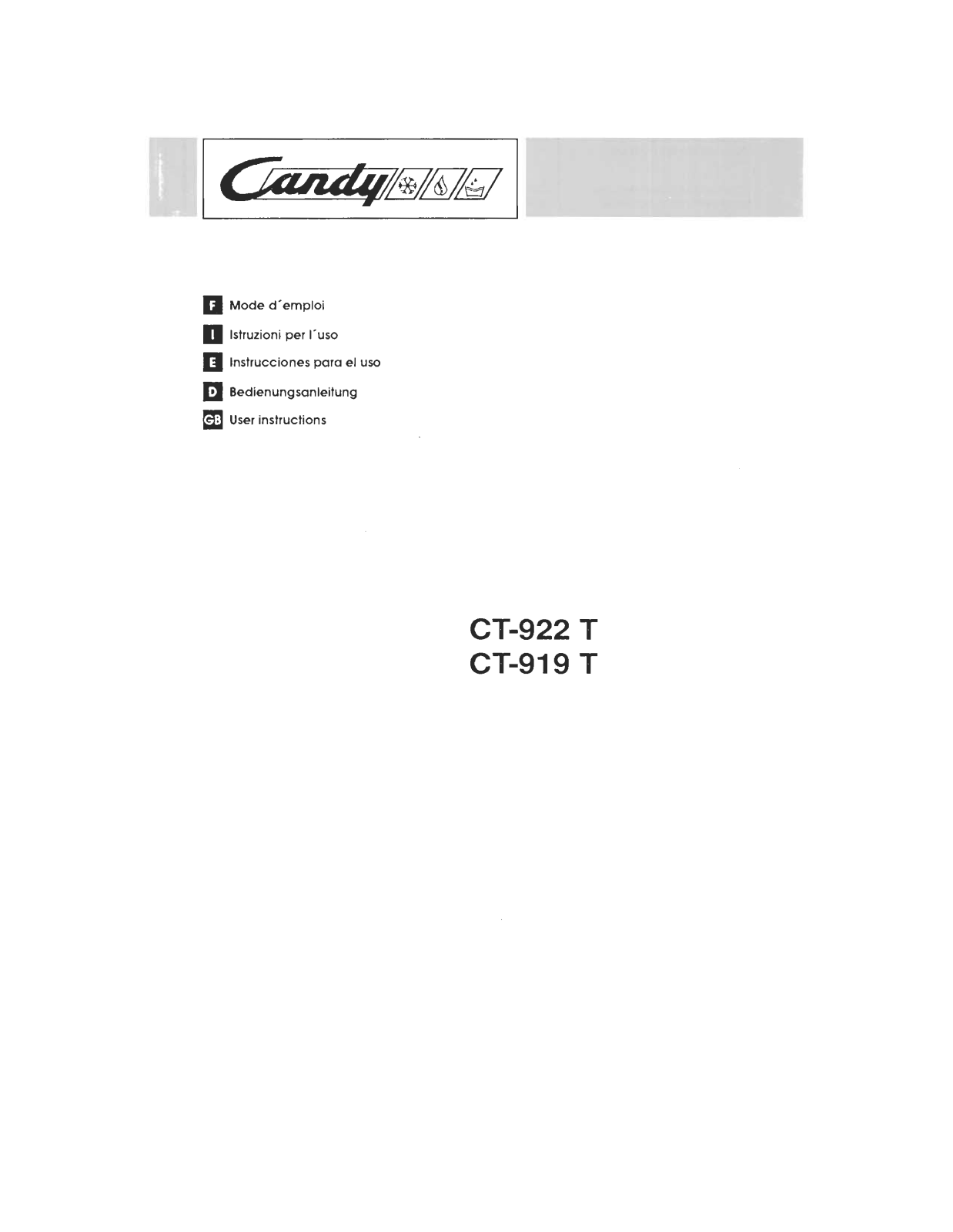 CANDY CT-919 T, CT-922 T User Manual