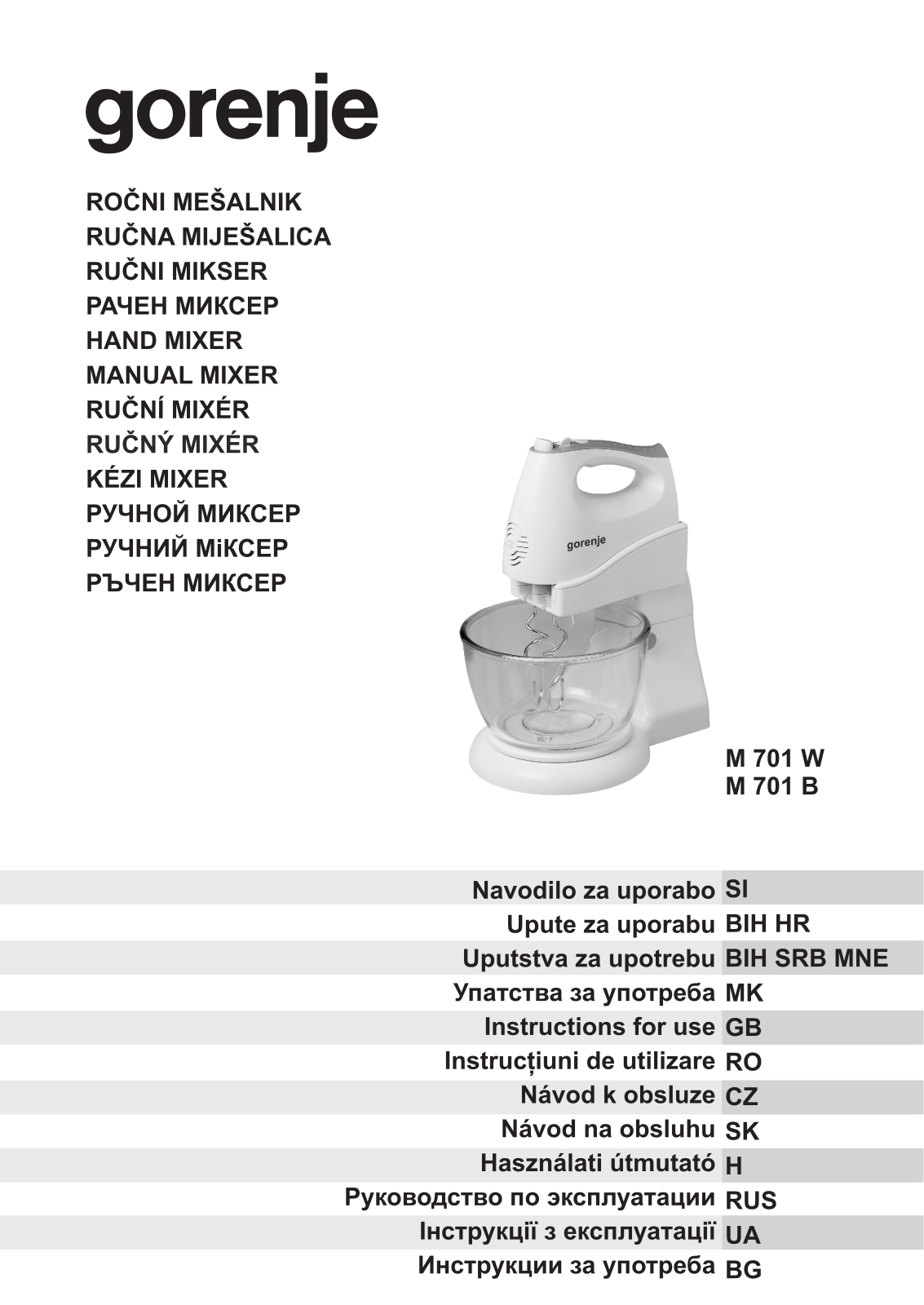 Gorenje M701B User Manual