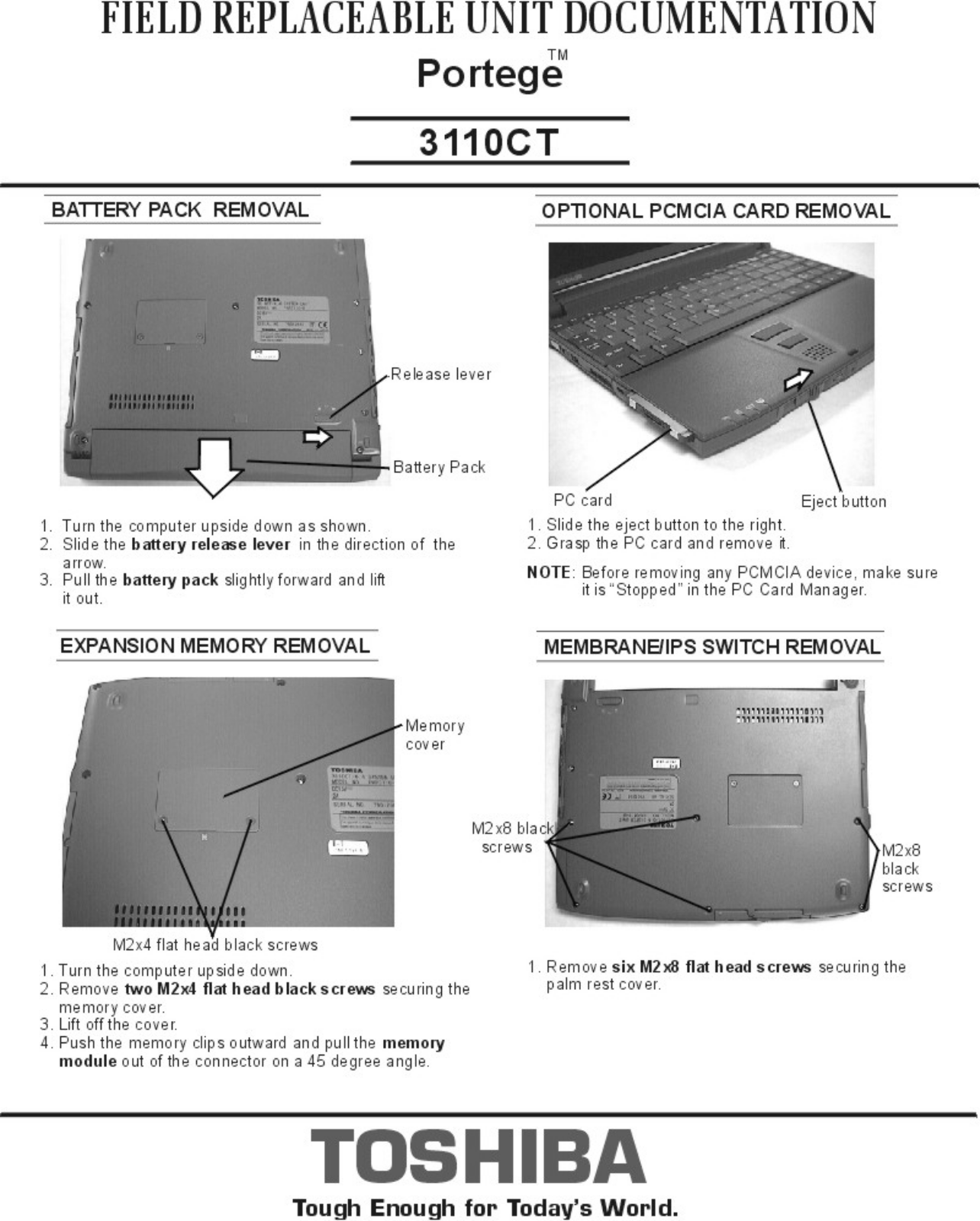 Toshiba portege 3110ct Service Manual