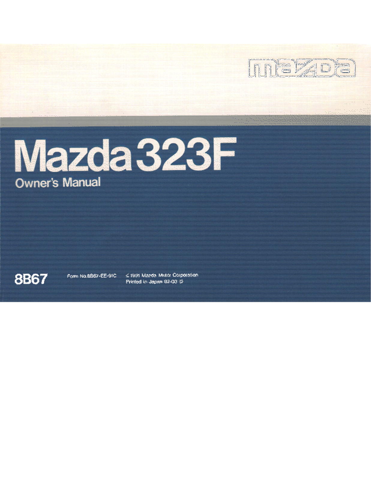 Mazda 323 User Manual